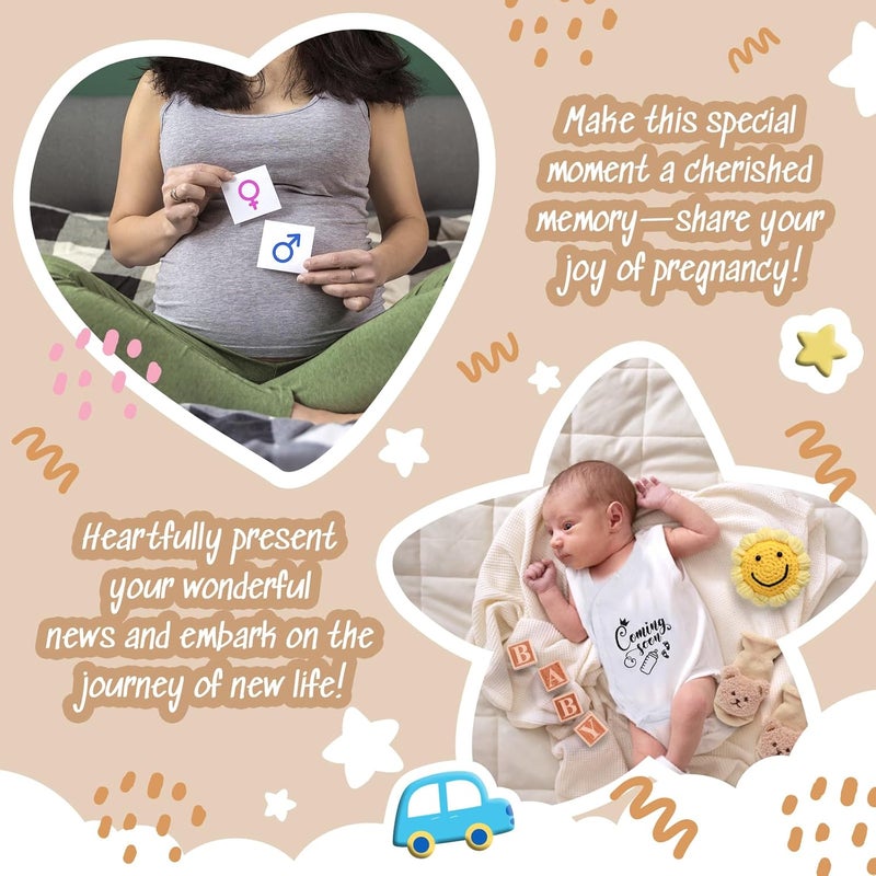 ELESTONE Pregnancy Baby Announcement Set, 16Pcs Pregnancy Baby Announcement Sign Onesie Reveal Ideas for Grandparents Husband Family, Felt Letter Board for Gender Reveal Shower (Pregnancy Announcement) - Image 5